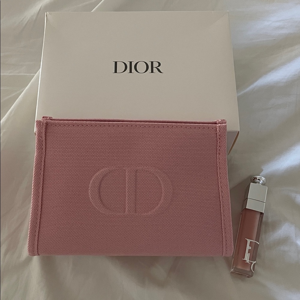 Dior pink pouch and lip bundle